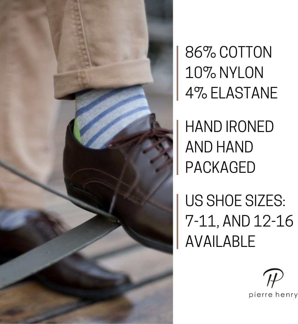 Pierre Henry Over the Calf Socks for Men (9 pairs) | Cotton Over the Calf Dress Socks | Long Socks Stays up - Image 4