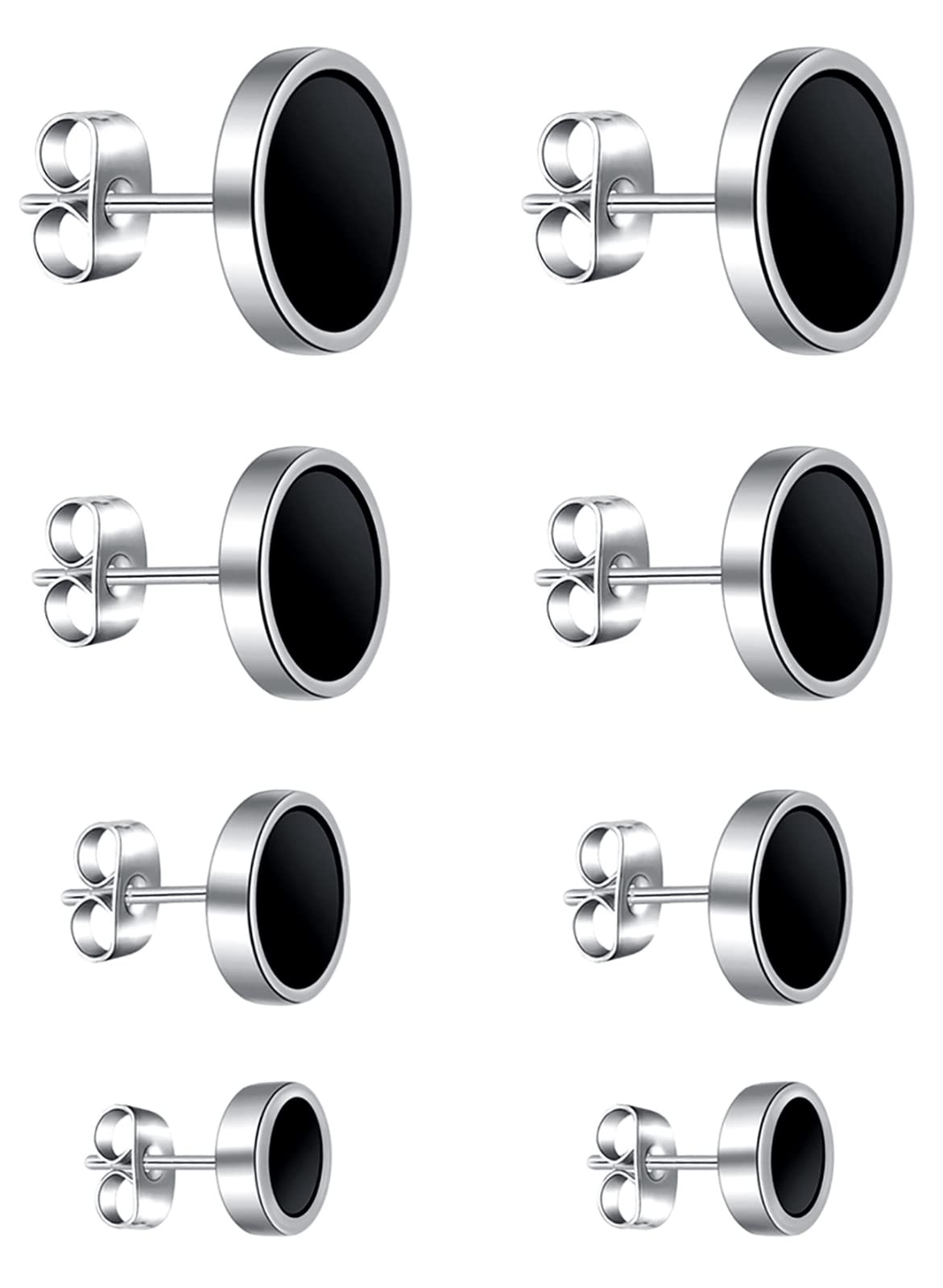 Kucheed 6 Orecchini A Cerchio Abbraccio In Acciaio Inossidabile 316L – Multicolore (Nero, Argento, Oro, Oro Rosa, Arcobaleno) – Misure Da 10 A 20 Mm