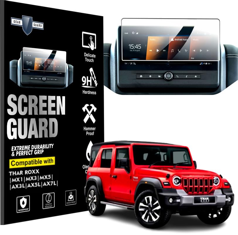 Image of RGY Screen Guard For Mahindra Thar Roxx 10.25 inch inch Infotainment System Protection Film - Clear