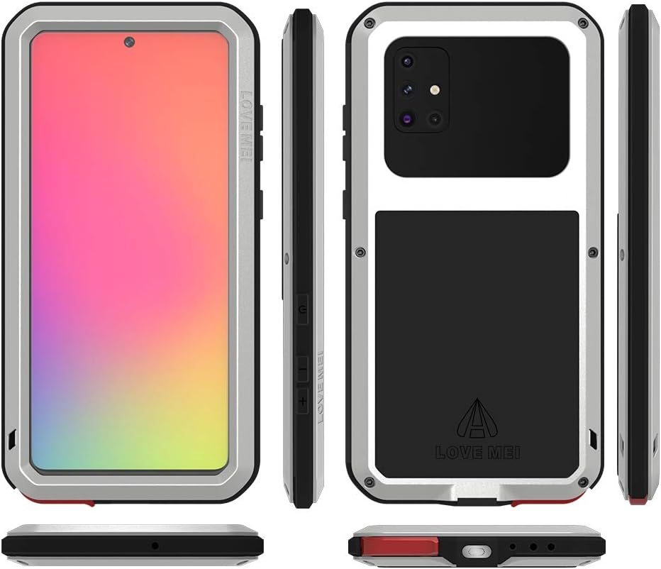 Crаzу Dеаlѕ LOVE MEI Samsung A71 4G Phone Case with Screen Protector Shockproof Metal Cover Supports Wireless Charging Heavy Duty Defender Full Body Protective Armor Rugged Case (Silver)