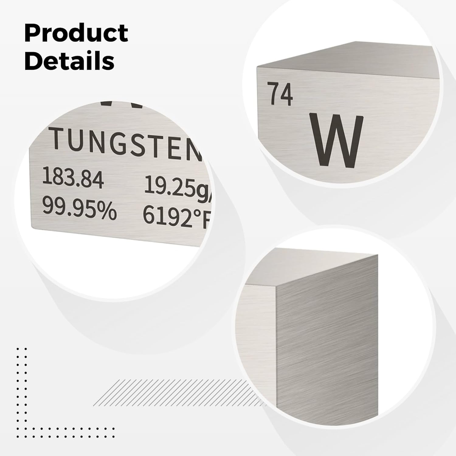 Collection Element 99.95% Purity High, Tungsten Pure Metal Cube, 0.4 in (1 Cm), Periodic Table Display Block, W 74 Number Atomic, Desk Decoration Office Science Crafted Precision