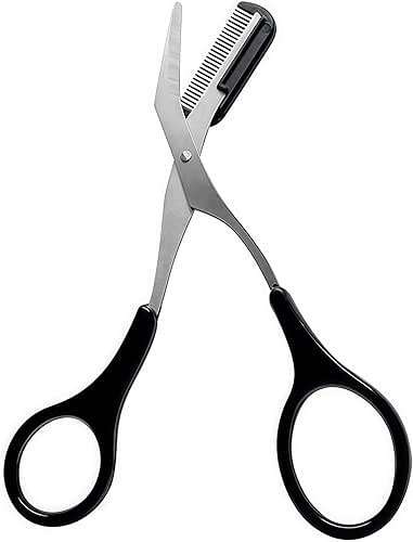 1PCS Black Professional Stainless Steel Eyebrow Grooming Shear Scissors with