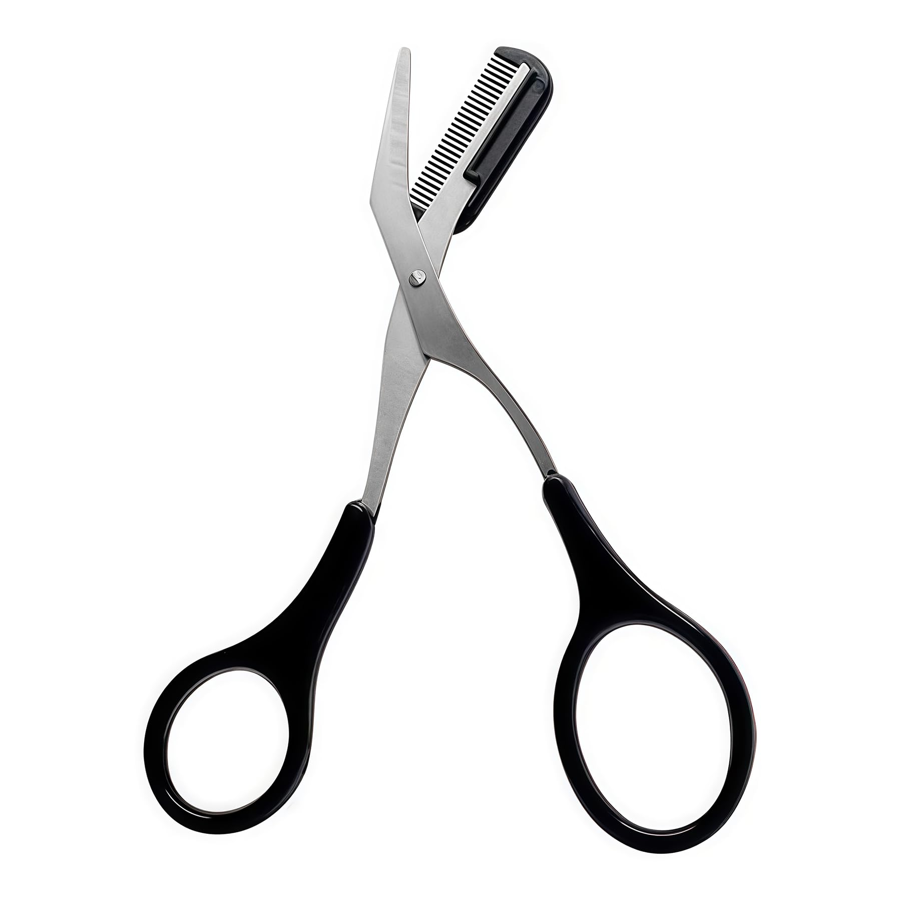 1PCS Black Professional Stainless Steel Eyebrow Grooming Shear Scissors with Plastic Comb(Detachable) Eyebrow Eyelash Hair Removal Shaper Shaping Tool Makeup Beauty Accessories for Men and Women