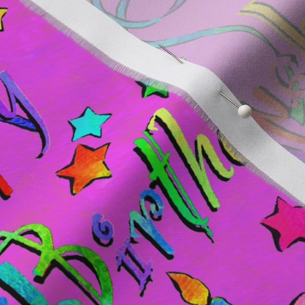 Spoonflower Fabric - Happy Pink Multi Colored All Over Watercolor Birthday Streamers Party Printed on Organic Cotton Sateen Fabric by The Yard - Sewing Quilting Apparel Home Decor