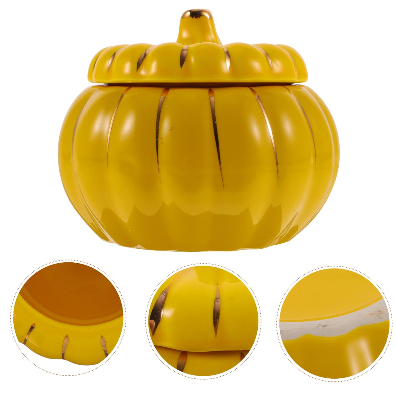 Cabilock Tazón De Calabaza De Cerámica con Tapa 4.33 Pulgadas para Sopa Y Postre Decorativo para Halloween Cocina Y Hogar