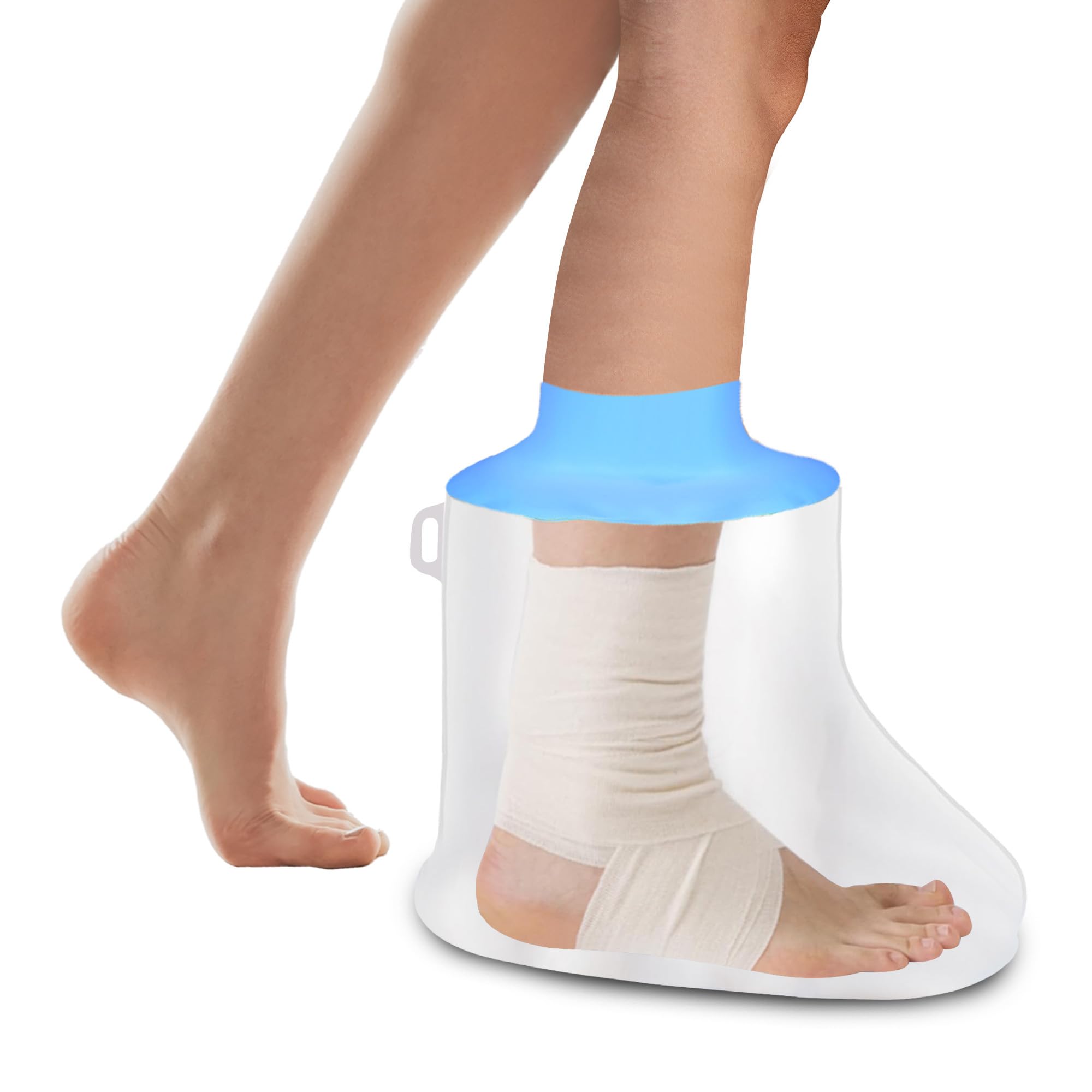 KEEFITT Waterproof Foot Cast Cover for Shower, Elastic Silicone Foot Cover for Shower After Surgery Watertight Wound Protection to Bandage, Ankle Wound and Burns