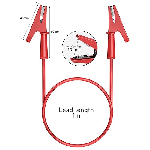Miniatura 25 de Goupchn 5 cables de prueba de cocodrilo de doble extremo con clips aislantes, cable de cobre flexible para pruebas eléctricas 3.3 pies