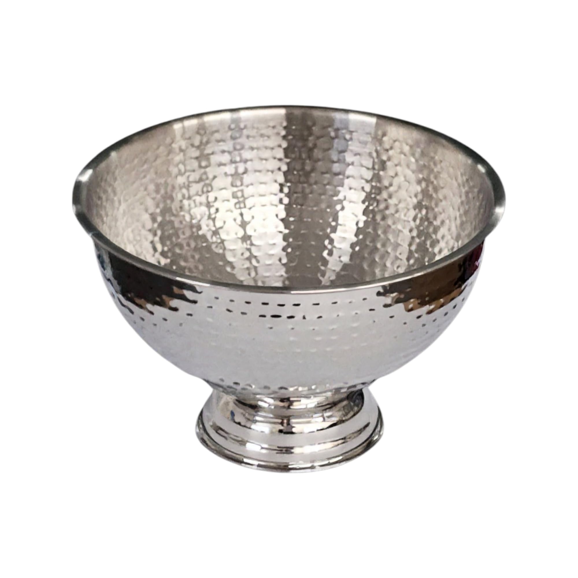 Bourgogne | Champagnerschale aus Edelstahl | Spiegelpoliert & Hammerschlag | Großer Sektkühler Ø 40cm | Weinkühler mit tiefem Standfuß | Elegantes Design für Partys & Events
