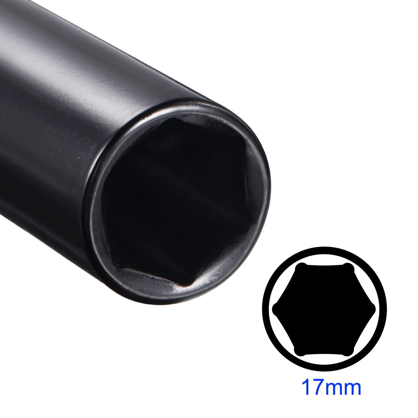 Unifizz 1/2 Inch Drive - 17mm Deep Impact Socket with 6 Point Design, Heat-Treated Cr-V Steel 150mm Length, Metric Sizes - Image 3