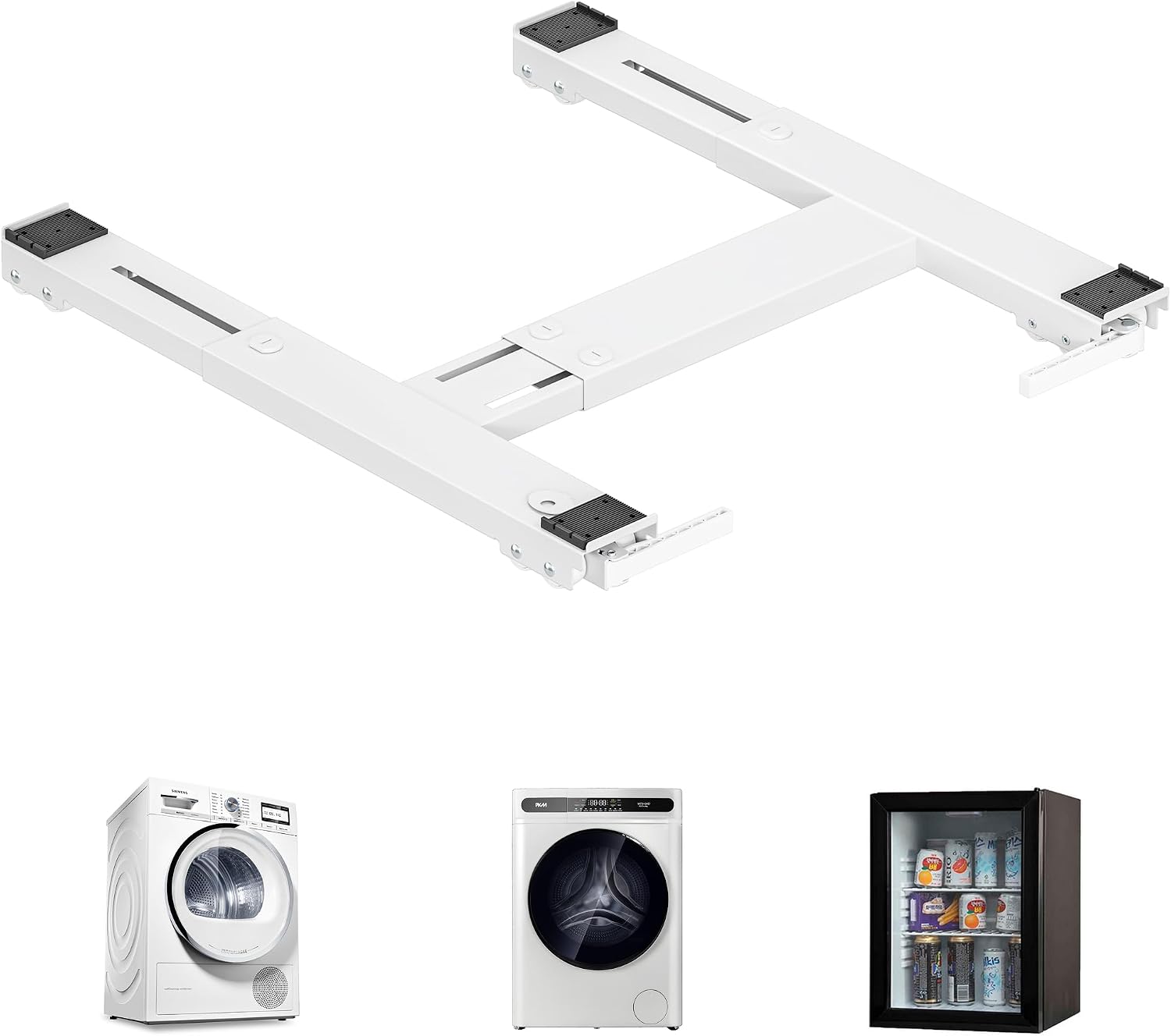 PEGZONE Extendable Washing Machine Stand Locking Wheels Mobile Base