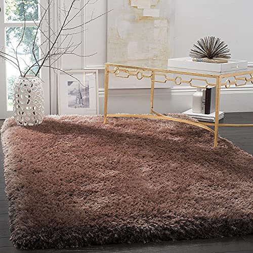 Image of Luxury Shaggy Carpet Solid Plain Fluffy Fur Rectangular Rugs for Bedroom Living Room 3X5 Feet Microfiber & Polyster Modern Interior Floor Mat Brown