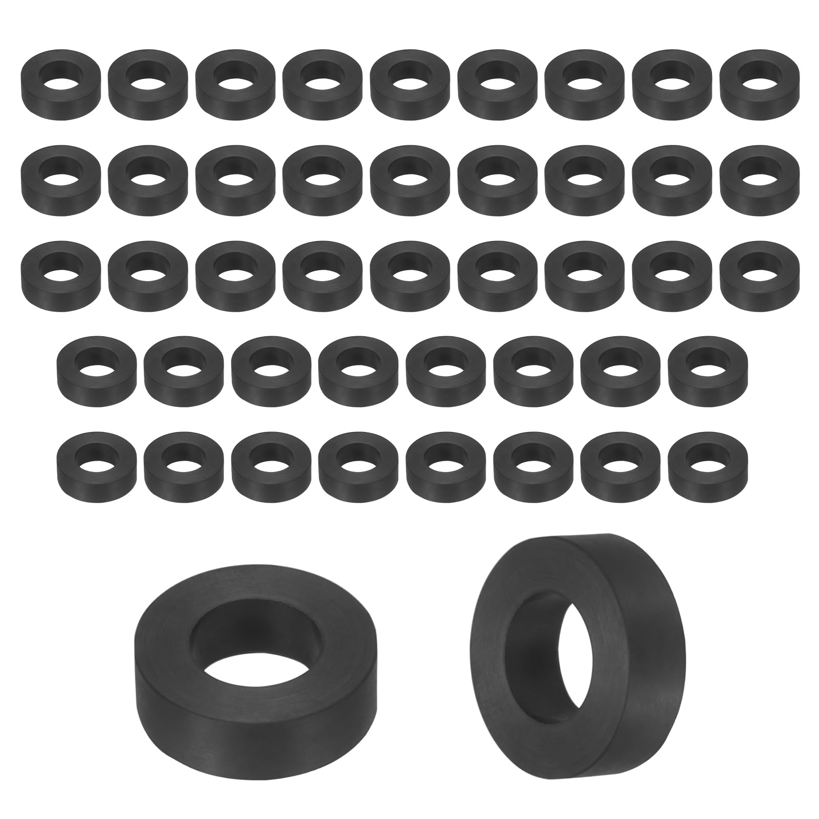 sourcing map 5Pcs Rubber Spacers, 40mm OD, 16mm ID, 40mm Thick Black Round Anti Vibration Rubber Pads Isolation Bushings Washer for Home Cars Boat(1.57" OD x 0.63" ID x 1.57" Thick)