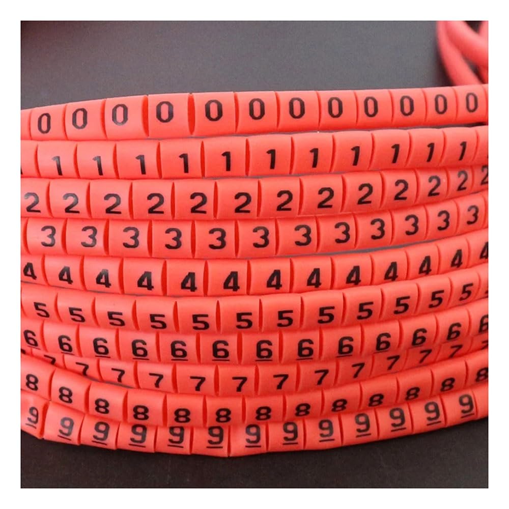 Zestaw czerwonych znaczników kablowych - 26 liter AZ i 10 cyfr 0-9 do zacisków rur o różnych średnicach przewodów - PVC - łatwe w użyciu - 1000 szt.(2.5mm2(4.0mm) Letter 1300pcs)