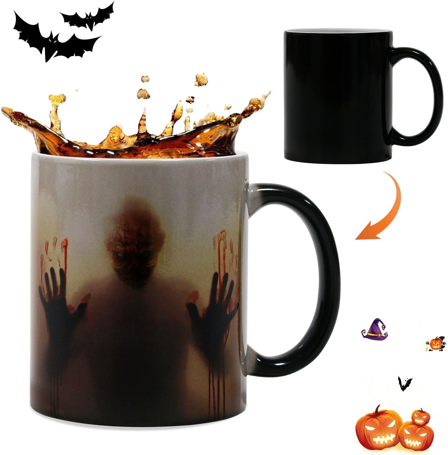 Stocking Stuffers for Adults, Horror Gifts for Men Women Adluts, Halloween Coffee Mug (11oz) - Color Changing Zombie Ceramic Mug, Novelty Gifts for Halloween Christmas Birthday Mom Dad Friends