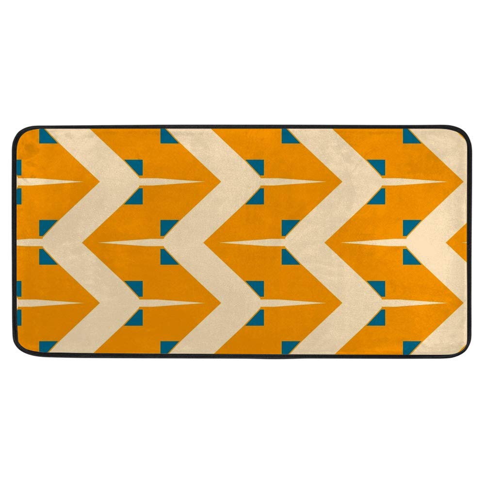 Tapis de cuisine antidérapant jaune à motifs vagues de 99x51 cm pour sol