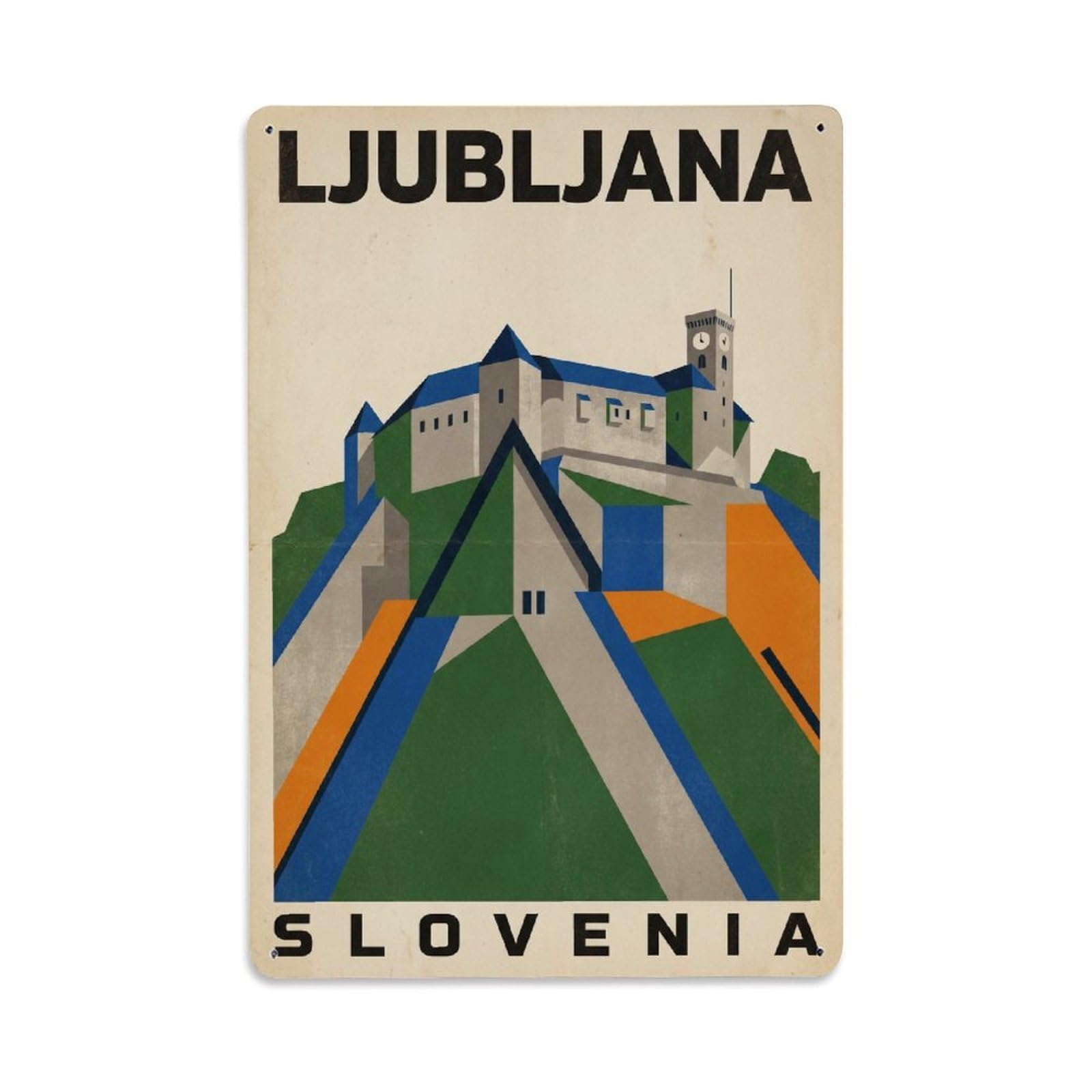Vintage Travel Slovenia Ljubljana Metal Tin Sign