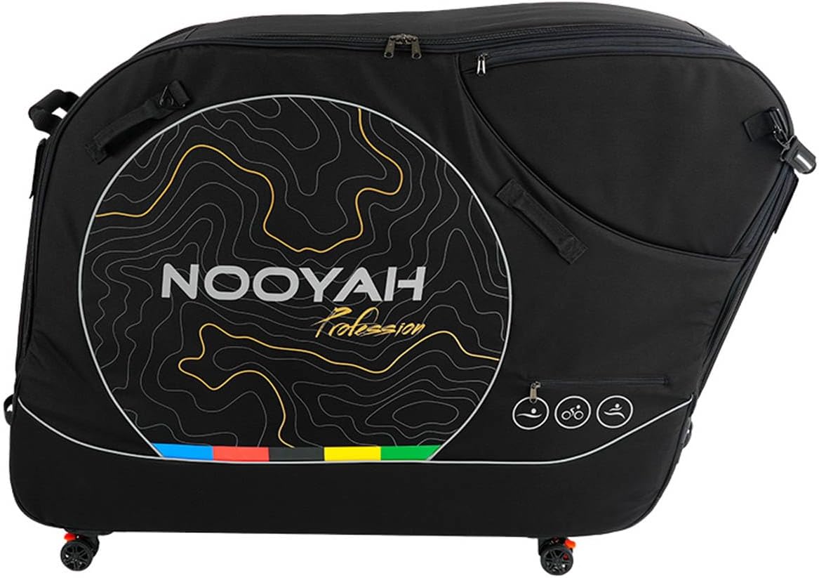 NOOYAH Sports Cycling Triathlon Bike Travel Bag, Upgrade Bike Stand Fro for Air, Car and Train Transport Bicycle Case, No Need to Remove the Handlebar Suitcase
