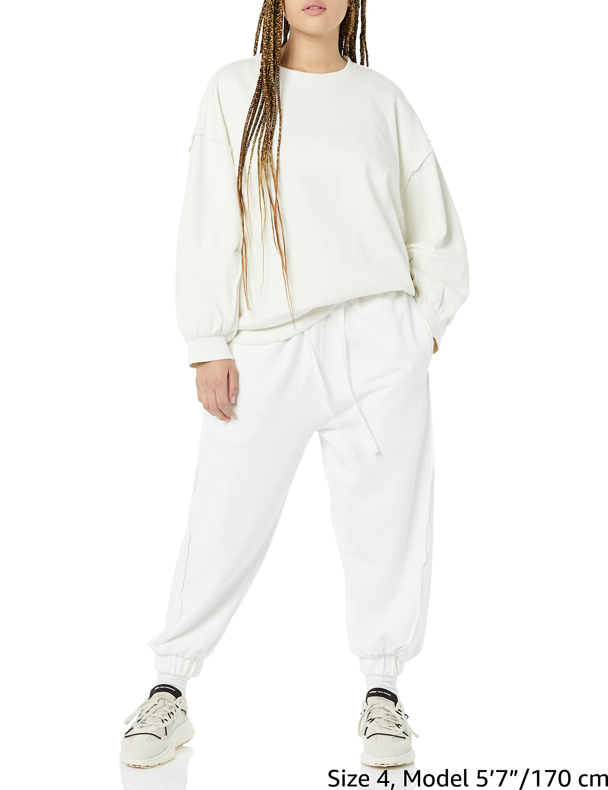 rare/self Felpa All Gender, a Girocollo, in Maglia di Spugna, con Cuciture a Vista