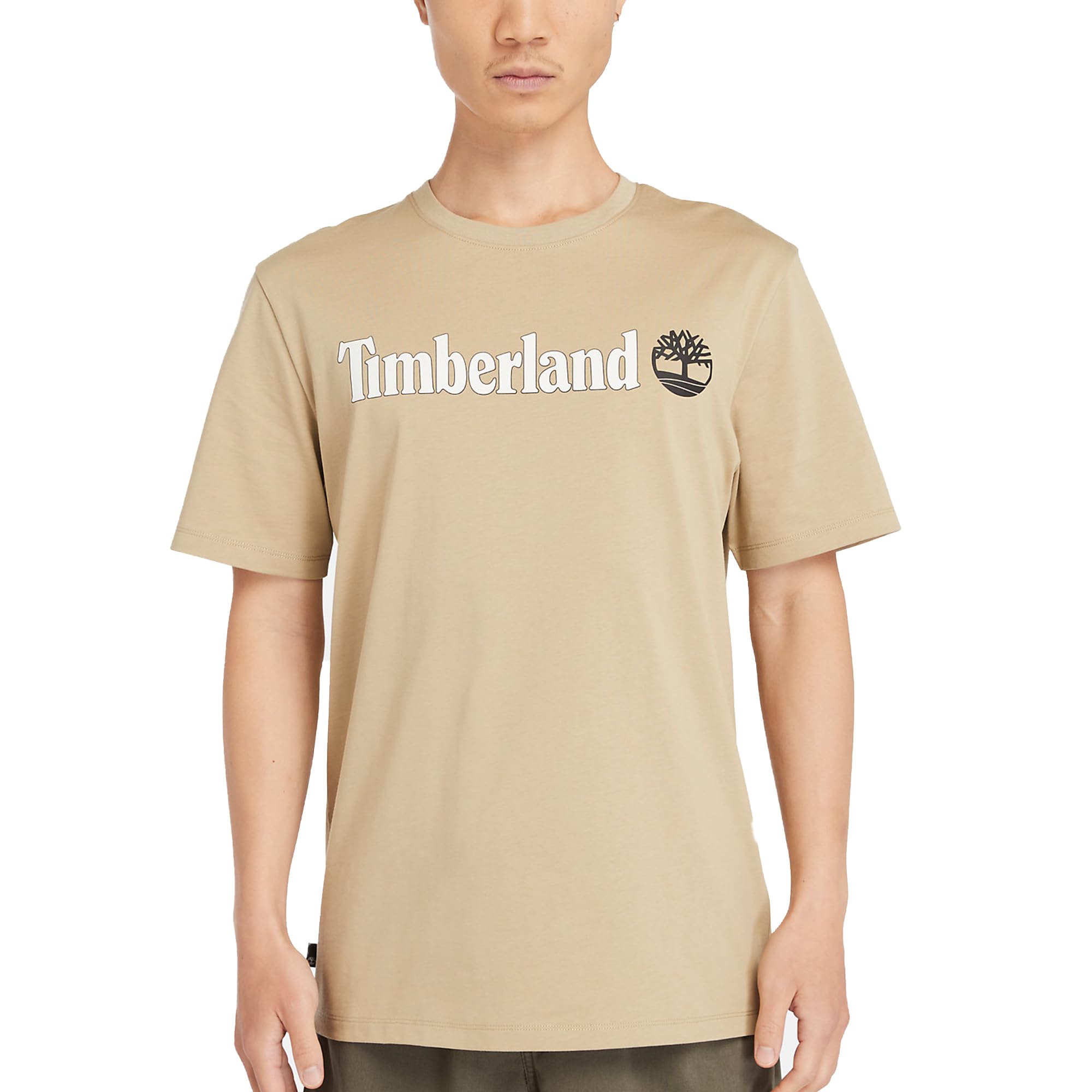 Timberland Linear Logo Short Sleeve Tee Lemon Pepper XL Men, Lemon Pepper, XL