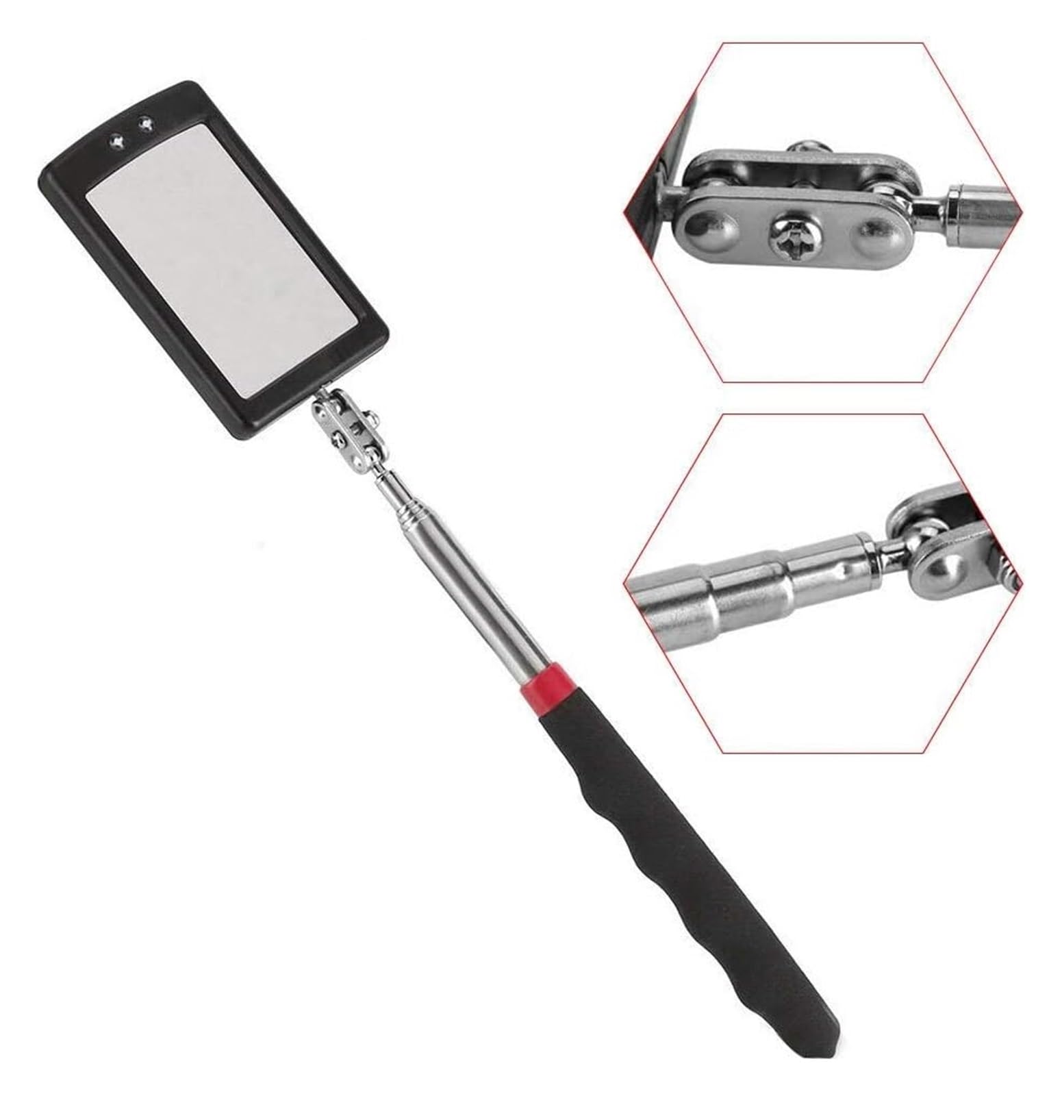 Espejo de Inspección Debajo del Vehículo, Espejo de inspección telescópico de pared con luz LED for parte inferior de vehículo, herramienta de detección giratoria for coche, espejo de inspección
