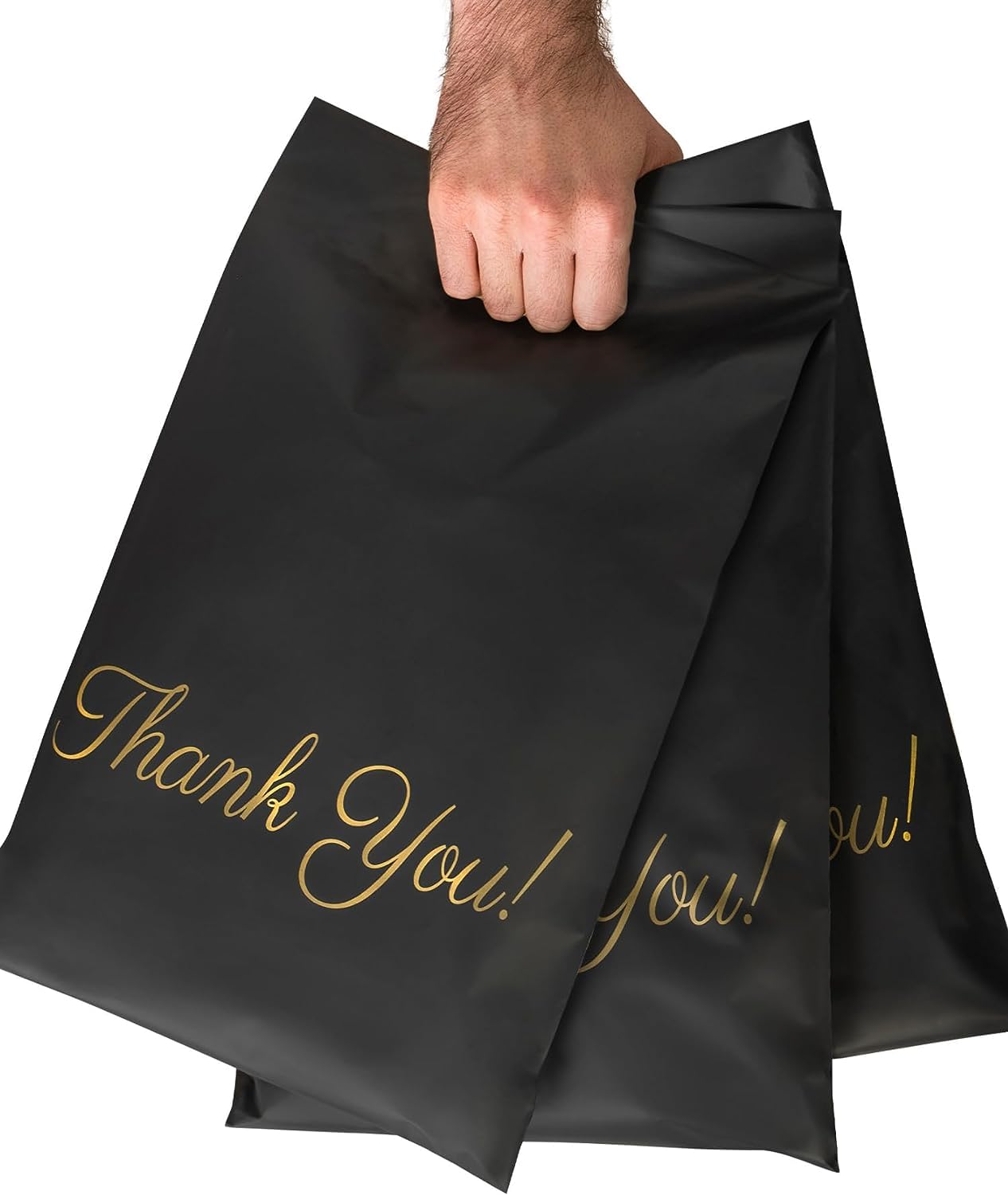 50PCS Shipping Bags,10x13 Inch Waterproof Poly Mailers with Handle,Adhesive Shipping Envelopes Strong Packing Envelopes Shipping Packages for Small Business Clothing(Black)