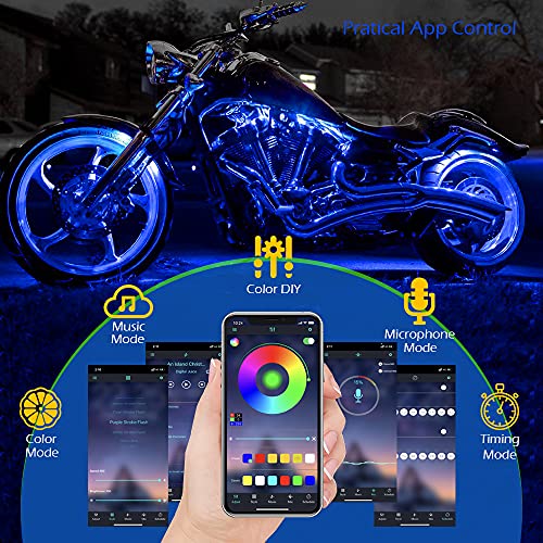 image for Brightronic SHINIGHT 10 Pcs Motorcycle LED Light Kits, App Control Mul