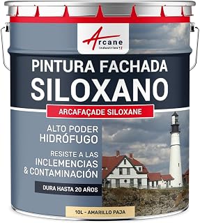 Pintura Fachada Siloxano Impermeabilizante 10 L Amarillo Paja | Impermeabiliza la Fachada, Resiste U...