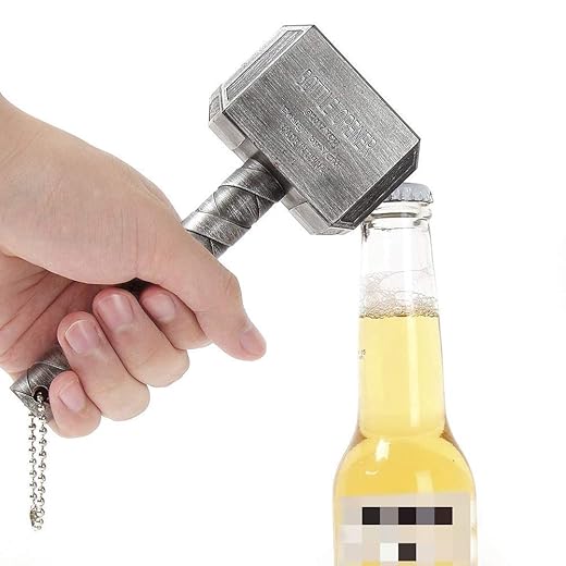 Thors Hammer Flaschenöffner - Avengers Korkenzieher für Bars, Zuhause & Outdoor - Perfektes Geschenk für Marvel Fans (1*Silber)
