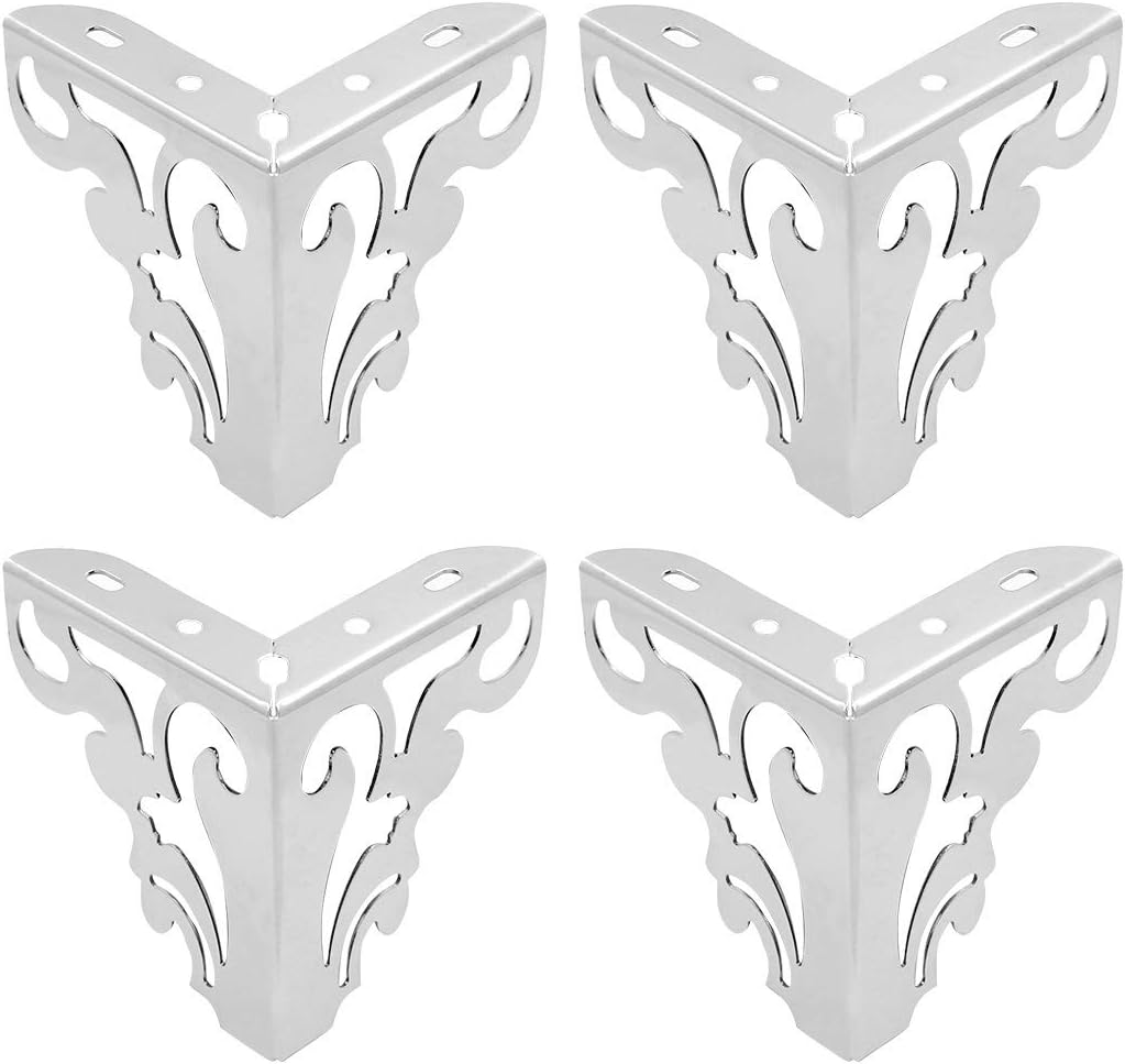 Seimneire 4Pcs 4.7" / 12cm Hollow Out Artistic Furniture Sofa Legs, Polished Chrome Triangle Feet for Sofa Table Cabinet Bookcase Cupboard Couch