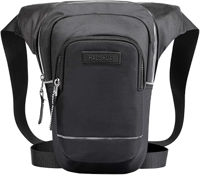 Nylon Drop Leg Bag Waist Pack for Men Women Motorcycle Bike Riding Cycling Fanny Pack Travel Outdoor Hiking Tactical Sling Crossbody Shoulder Pouch Black