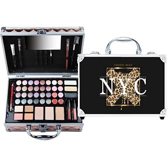 Makeup Case for Women 52 Piece Set Blush Eyeshadow Lipstick Nail Polish Storage Box Organiser Idea for a Beauty Gift Set Black Fashion by Gloss!