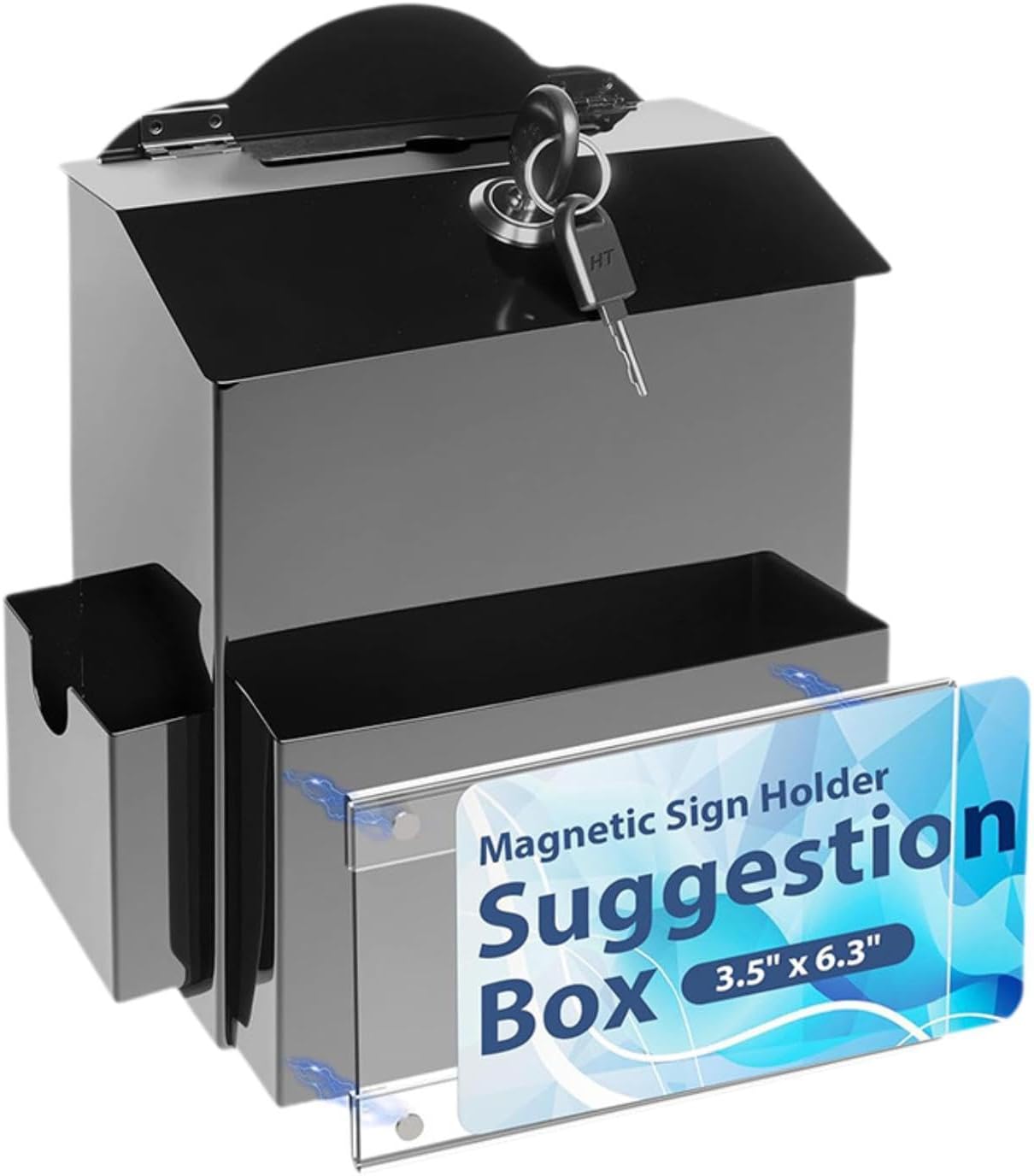 with Key Lock Wall Mount Acrylic Container, with Slot Tip Jar Drop Case for Office Business Household