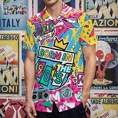 LARSD 80s Shirts for Men - 90s Button Up Vintage Retro Hawaiian Beach Neon Disco Funny Party Shirt2