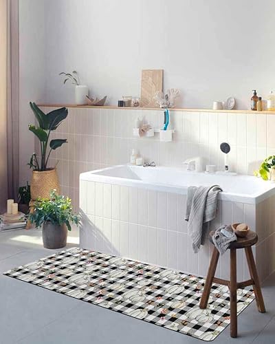Miniatura 6 de Tapete de baño de calabaza a cuadros para bañera, antideslizante, de secado rápido y absorbente, tierra de diatomeas, fregadero, dormitorio, cocina,