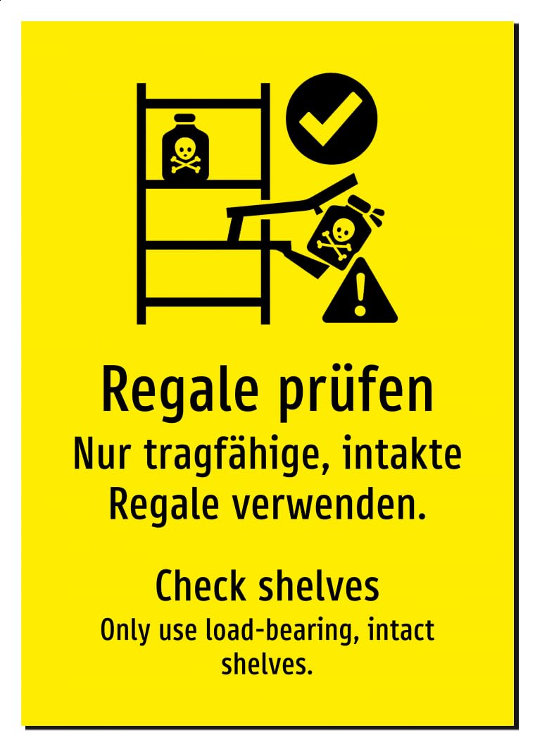 50440-DEEN-S-09 | Regale prüfen Schild/Aufkleber | Deutsch Englisch