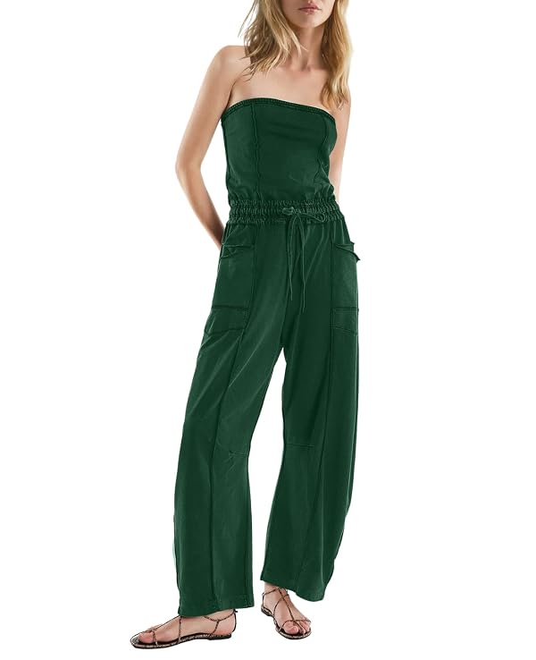 LAMISSCHE Womens Casual Strapless Jumpsuit off Shoulder Romper with Pockets by LAMISSCHE - Used condition - Image 2