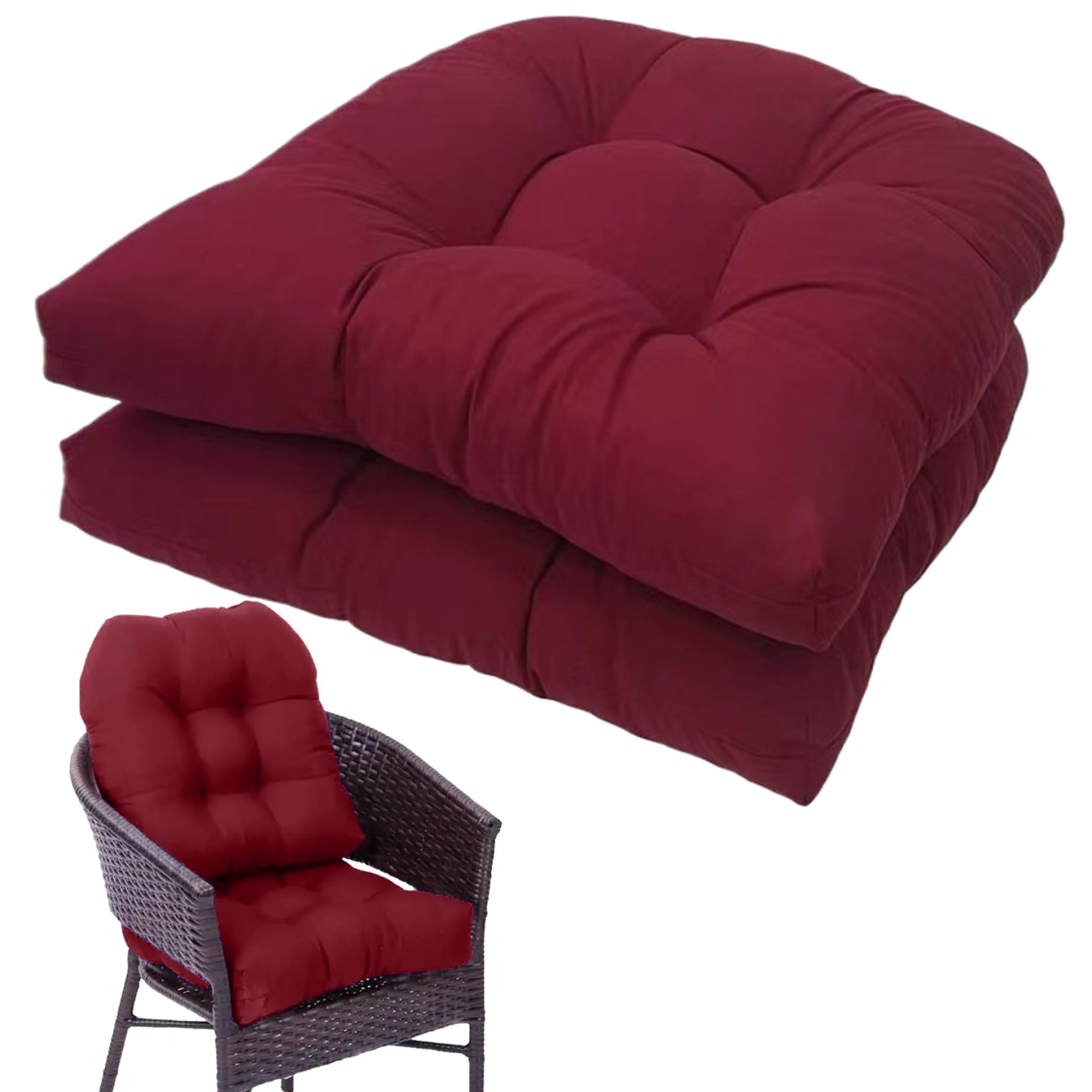 Coussins Chaise Patio Bleu Extérieur Imperméable Lot de 2 Carrés 48,3 cm