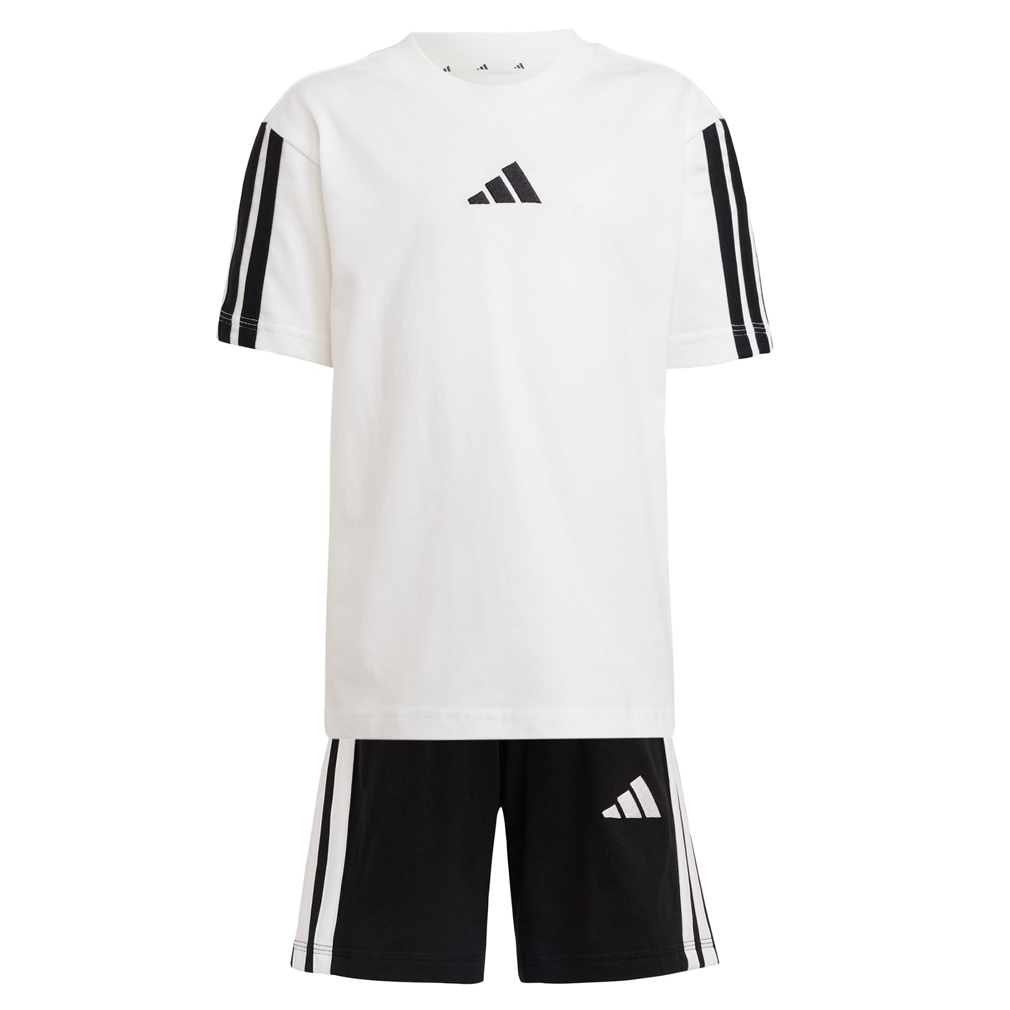 Adidas  3 Stripe Essentials Tee Set Infants - White/Black - 5-6 Years
