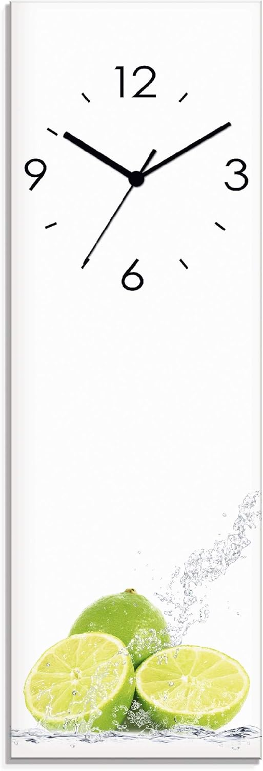 ARTLAND Glas Funkuhr 20x60 Cm - Lautlose Wanduhr Mit Kaffee Design