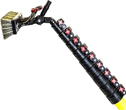 Tucker-50HM Water Fed Pole System - Tucker 50 Foot High Modulus Carbon Fiber with Glide - 4 Pencil Jets Brush for Commercial Window Cleaning, Solar Panels, Glass, by RHG Products