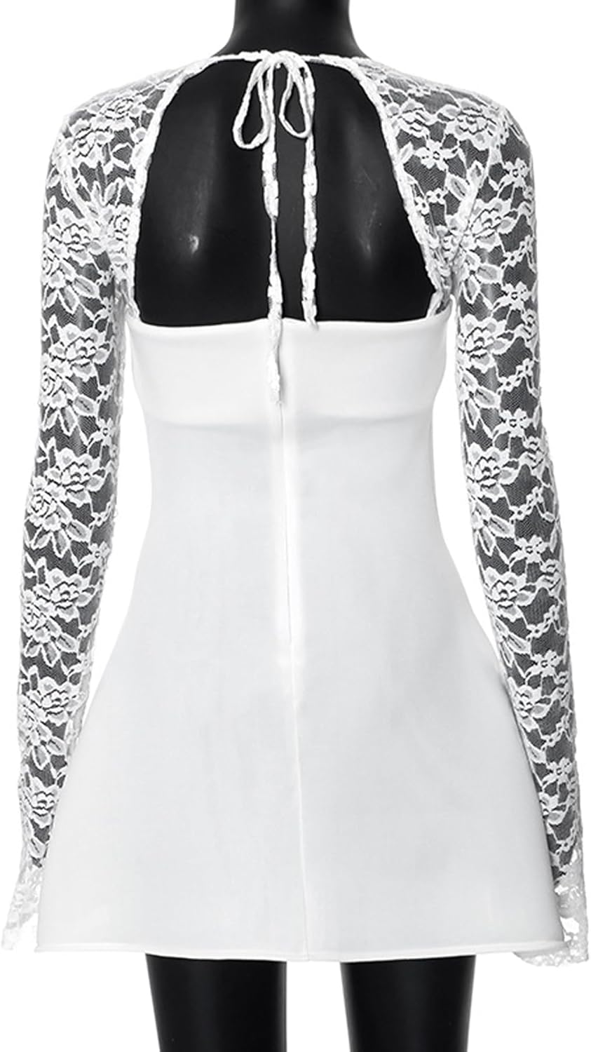 Women's Elegant Lace Sleeve Mini Dress A Line Short Dress Formal Elegant Evening Party Homecoming Prom Dresses Gowns - Image 6