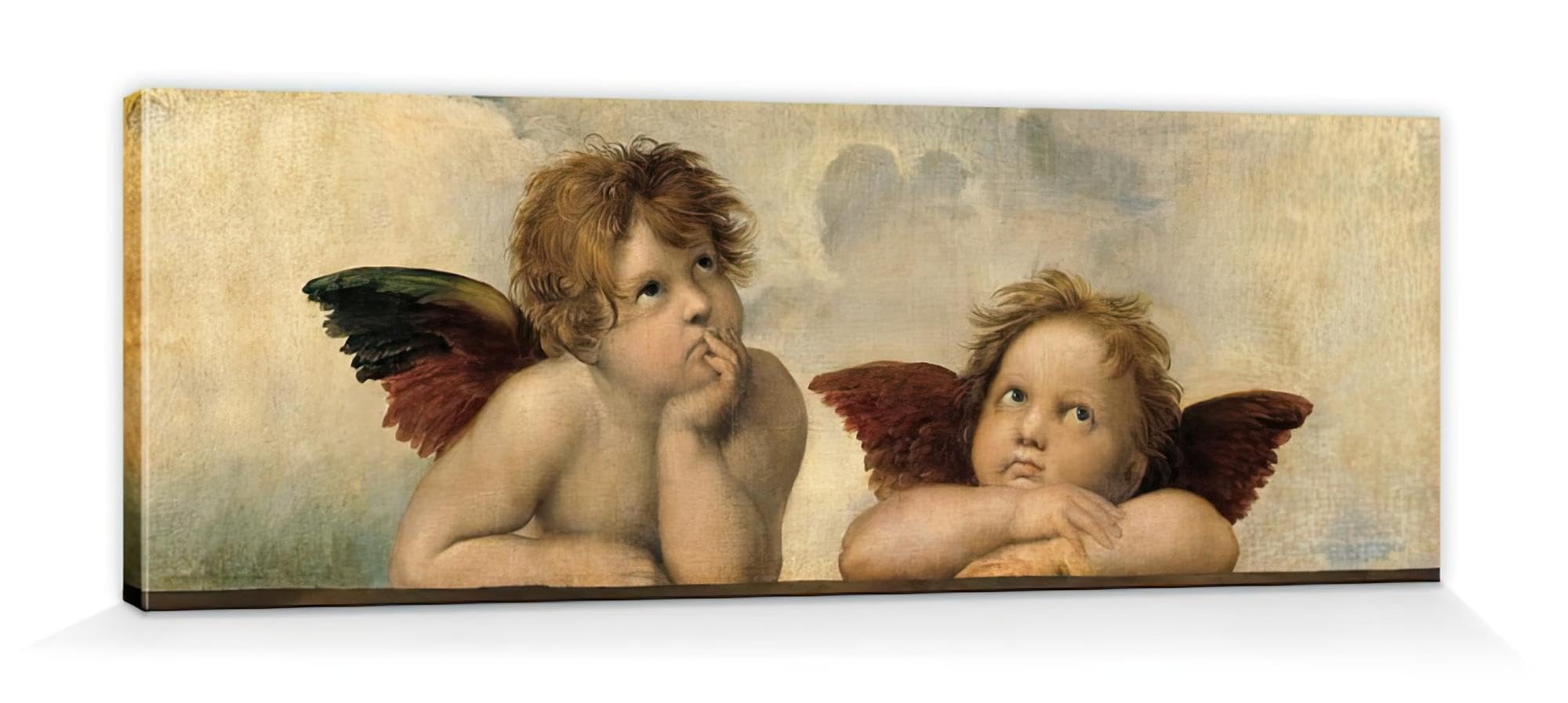 1art1 Raffaello Poster Stampa Artistica su Tela Gli Angeli di Raffaello (Dettaglio) Quadro da Parete sulla Barella | Murale XXL | Immagine 120x40 cm