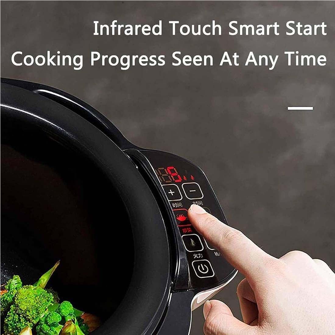 Wok De Cuisson Automatique 6L,Machine à Sauter Multifonction,Démarrage Intelligent En Un Clic, Trois Vitesses Réglables,Rotation à 360 °,Pour Faire Sauter,Ragoût,Cuisiner Et Préparer Soupe