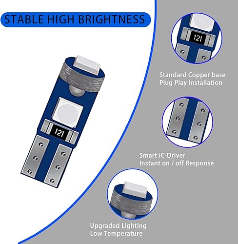 Miniatura 3 de 10 luces LED para automóvil, T5 3030 3SMD, luz indicadora de grupo de instrumentos, repuesto de bombillas de alto brillo, herramienta de iluminación