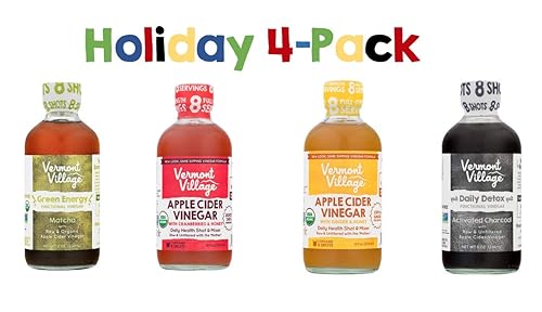 Miniatura 10 de Vermont Village Paquete de muestras de vinagre de sidra de manzana orgánico 8 oz paquete de 4 sabores