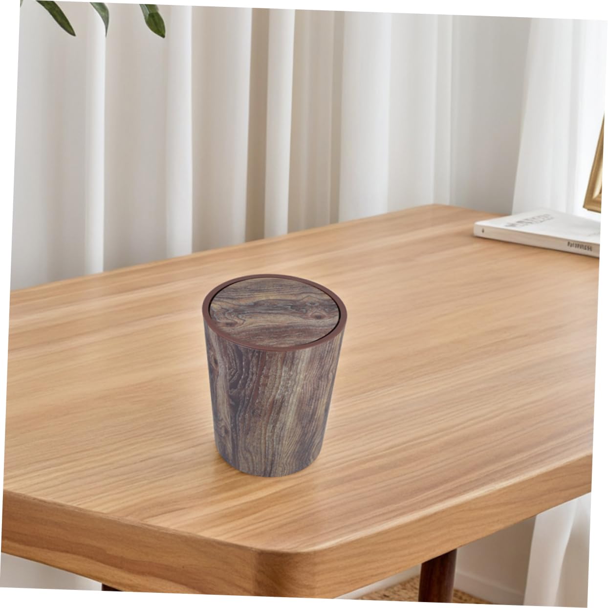 PRETYZOOM Cestino per Spazzatura in Plastica Pp Venatura del Legno Stile Fattoria Grande Capacità Cestino per Carta Straccia per Casa Cucina Ufficio Bagno Camera da Letto