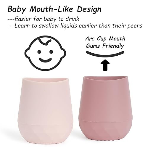 Miniatura 8 de Seposeve Vasos de silicona para bebés de 6 a 12 meses, 12 a 24 meses, paquete de 2 pequeños vasos de silicona de entrenamiento abierto para bebés y