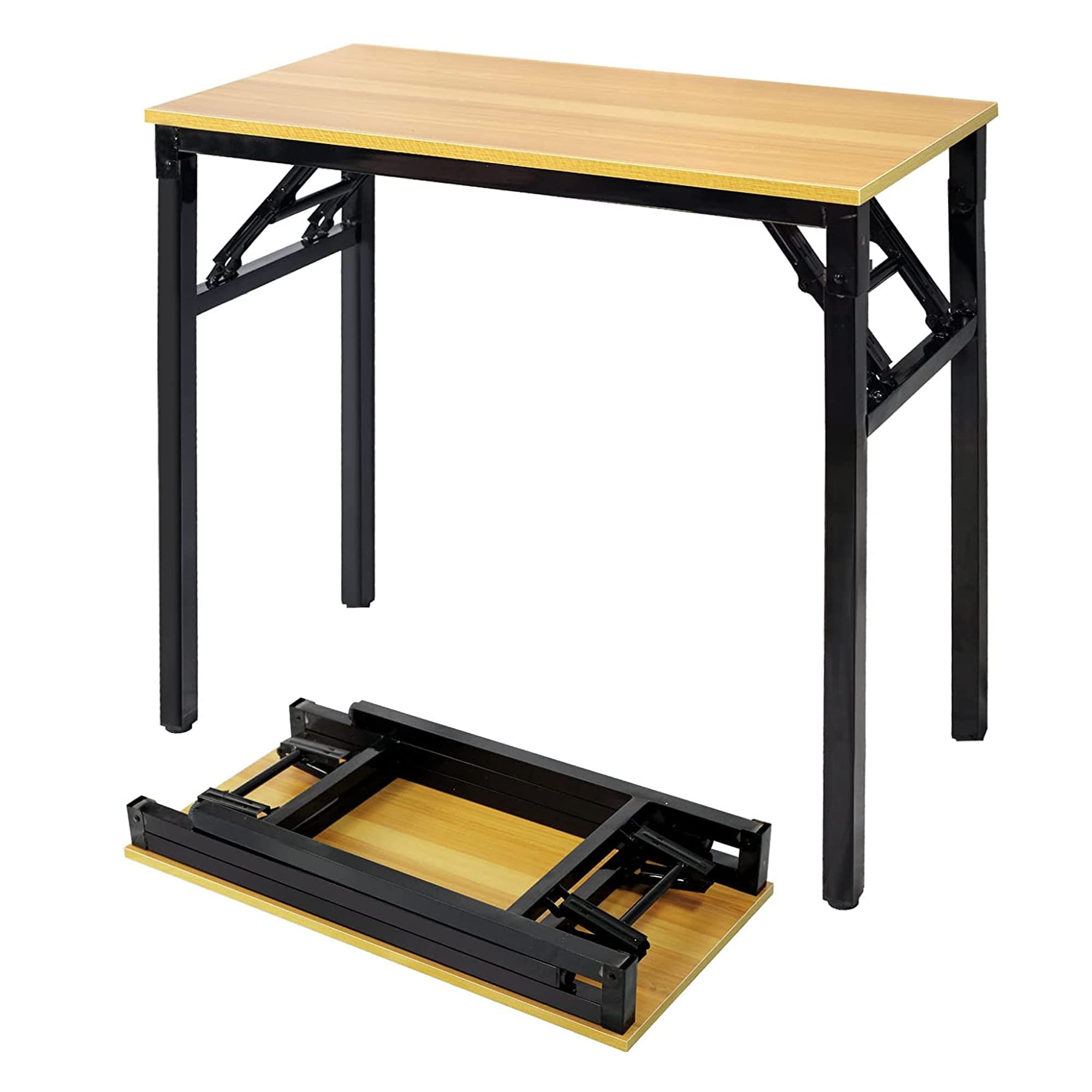 Sulfar Folding Table | Multi-Functional Portable Desk with Adjustable Height Legs | Ideal for Computer, Camping, Garden, Picnic, Coffee & BBQ | Wood Finish | 120 x 60 x 75 cm