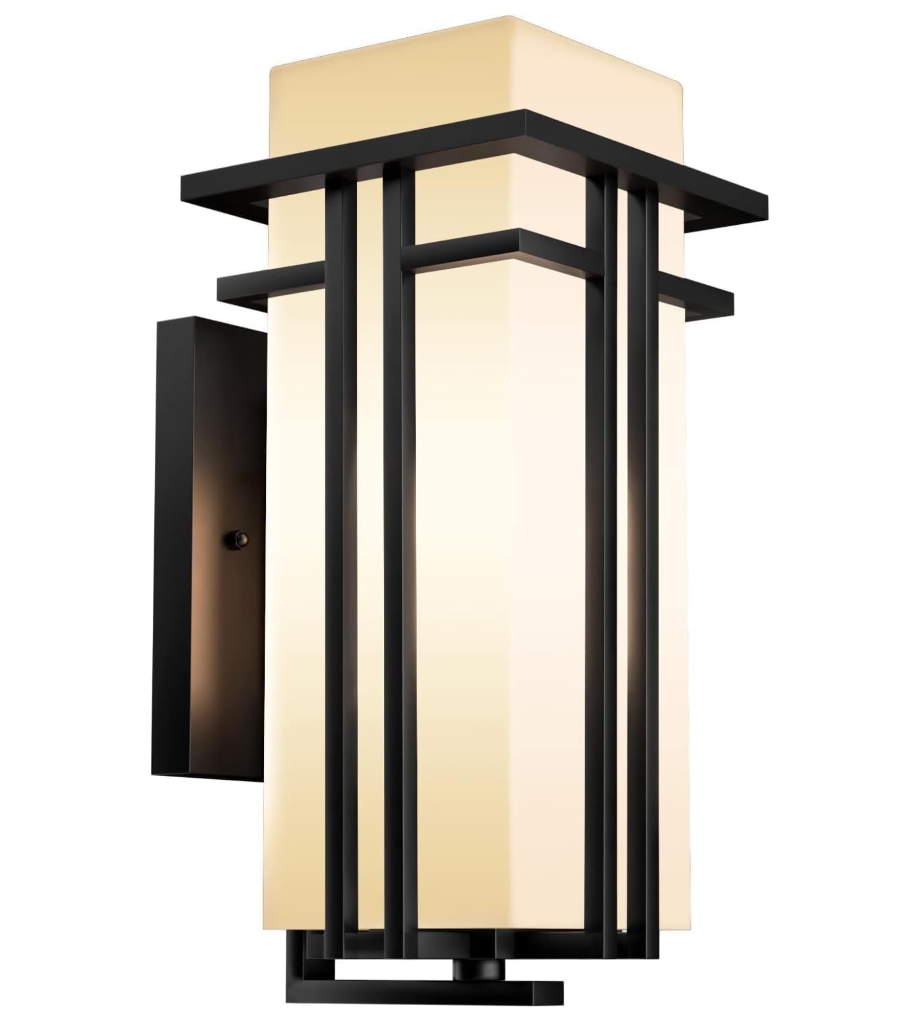 Outdoor Wall Light Fixtures, Exterior Waterproof Lanterns, Porch Sconces Wall Mounted Lighting with Modern Frosted Glass, Black Aluminum Wall Lamps for Patio Front Door Entryway (TYPE_A, 16.2inch)