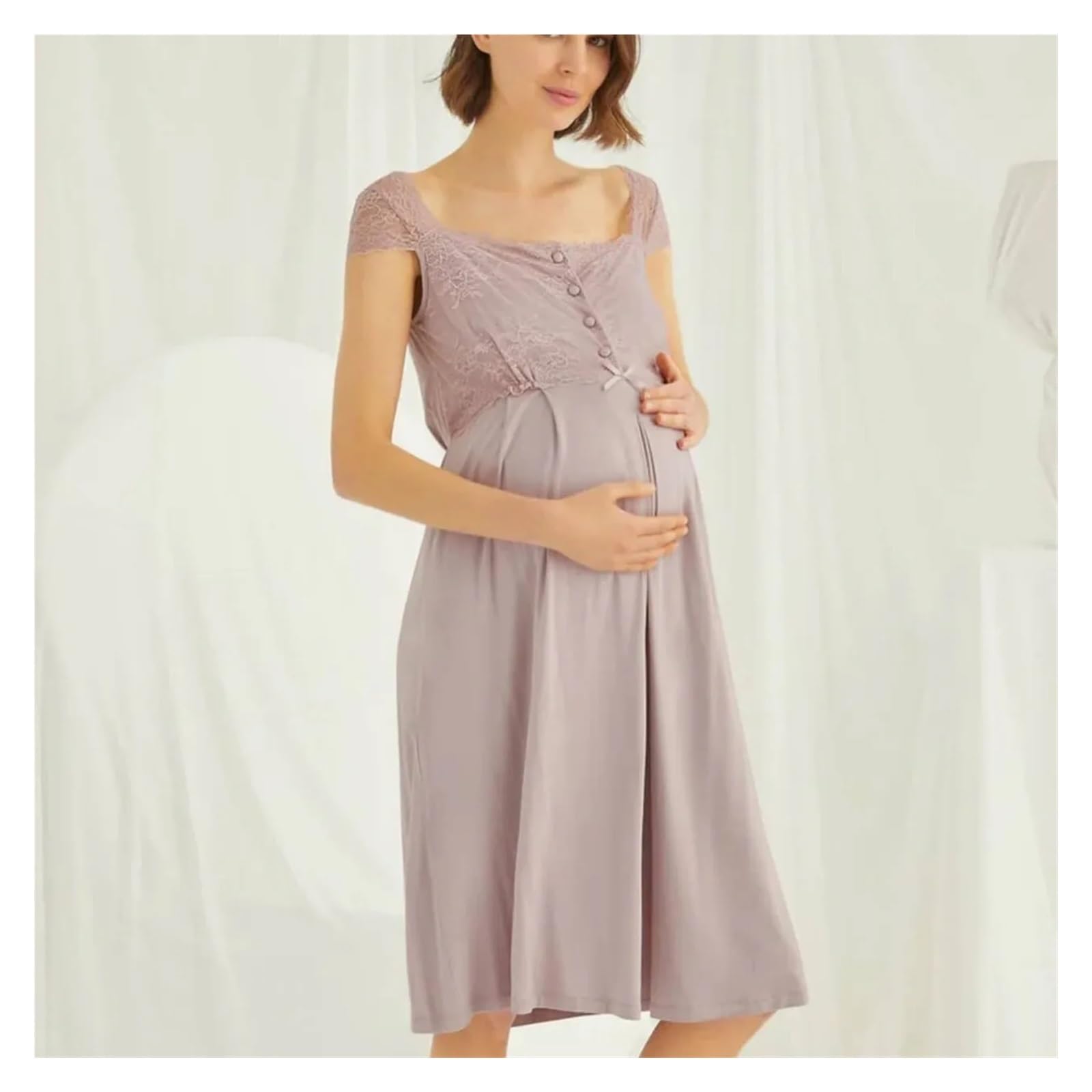 Camicia da Notte Donna Camicia da Notte Premaman, Abito da Allattamento Post-Parto for Gravidanza, Parto, Pigiama Estivo